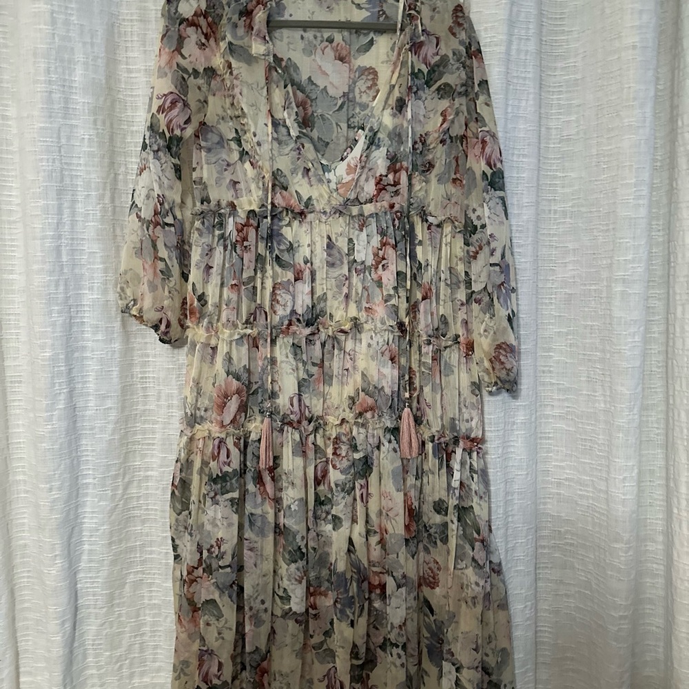o.p.t Floral Long Sleeve Midi Dress